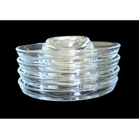 Set Of 4 Clear Glass Stackable Egg Cups With Oval Saucer - Picture 3 of 6